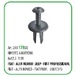 50 PZ - RIVETTO IN PLASTICA A BOTTONE T18 MM.8.5X23 FIAT ( 15465Z )