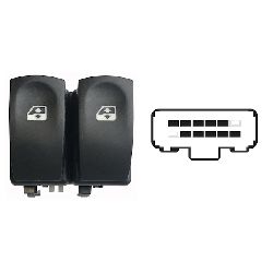 BLOCCO COMANDI ANT SX RENAULT CLIO 2005-2012 / MODUS 2004-2013/ TWINGO 2007-2014 ALZAV. ANT DX (COMFORT) E SX 2 INTERRUTTORI 10 