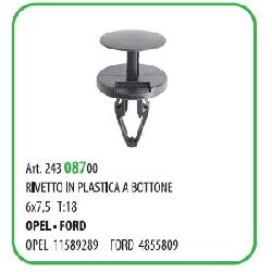20 PZ - RIVETTO IN PLASTICA A BOTTONE T18- 9X17.5 ? MM.6 FORD ( 50130T )