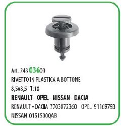 25 PZ - RIVETTO IN PLASTICA A BOTTONE T18 8.5X8 ? MM.8 NISSAN ( 71508 )