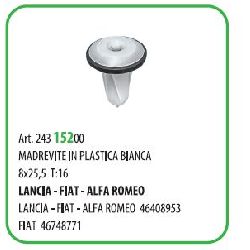 25 PZ - MADRE VITE IN PLASTICA PER FORO MM.8 X VITE 4.8 FIAT ( 57302Z )