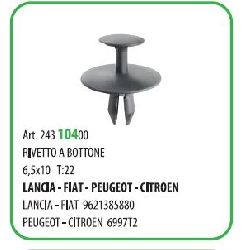 25 PZ - RIVETTO IN PLASTICA A BOTTONE T22-6.5X14 ?6.5 PEUGEOT ( 50349T )