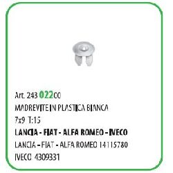 50 PZ - MADRE VITE IN PLASTICA BIANCA ? MM.7 VITE 4.2 FIAT ( 57102 )