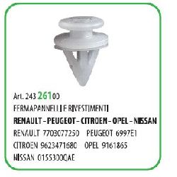 100 PZ - FERMA PANNELLO RENAULT / OPEL ( VECCHI MODELLI ) 7703077250 / 9161865 ( 50508 )