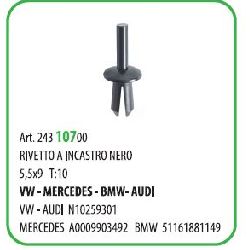 100 PZ - RIVETTO AD INCASTRO NERO 5.5X11.5 ? MM.5.5 BMW ( 50360T )
