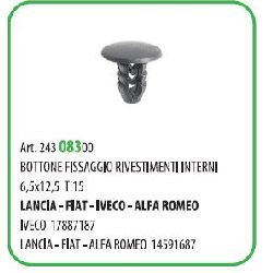 100 PZ - BOTTONE FISSAGGIO RIVESTIM. MM.8X12.5 ? MM.6.5 FIAT ( 50119 )