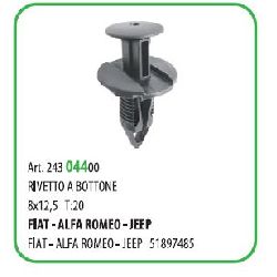 25 PZ - RIVETTO IN PLASTICA A BOTTONE T20 8.6X12.5 ? MM.8 FIAT 15551Z 