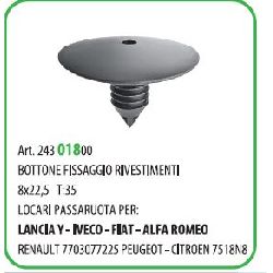 25 PZ - BOTTONE FISSAGGIO RIVESTIMENTI 10.7 X 22.5 ? MM.8 RENAULT ( 50477 )